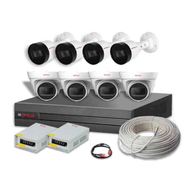 CP Plus 5MP HD CCTV 4 Pcs Bullet, 4 Pcs Dome Camera & 8CH DVR Combo Kit with All Accessories