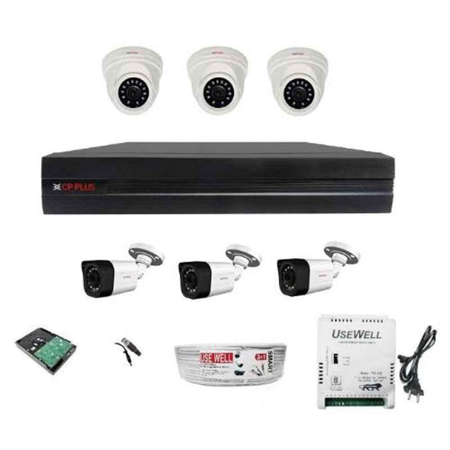 CP Plus Full Hd 5MP Camera 8 Channel Hd Dvr Combo Kit with 3 Bullet & 3 Dome Camera