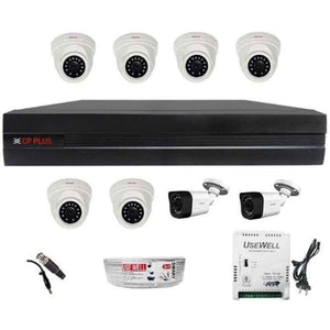 CP Plus 1MP White & Black 6 Pcs Dome & 2 Pcs Bullet Camera with 8 Channel DVR Kit