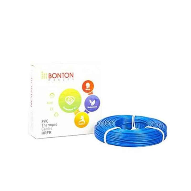 Bonton 4 Sqmm 90m Blue Single Core PVC Insulated Unsheathed HRFR Cable, 110270 N