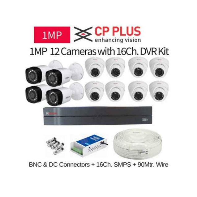 CP Plus 12 Cameras 1MP with 16 Channel DVR Combo Kit