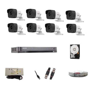 Hikvision 5MP 8 Pcs Bullet Camera with Audio Recording, 8 Channel DVR, 2 TB HDD with (3+1) Cable Roll, Neotech 16 CH Power Supply & BNC & DC Full Combo Kit, HIK8BULLET8CHDVR2TBHD