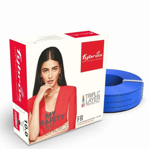 Fybros 10 Sqmm 90m Blue Single Core FR PVC Insulated Multistrands Industrial Cable, FWC1007