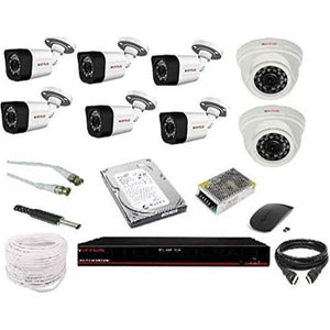 CP Plus 2.4MP 6 Pcs Bullet, 2 Pcs Dome White & Black Camera, 8 Channel DVR & 1TB HDD Kit with All Accessories