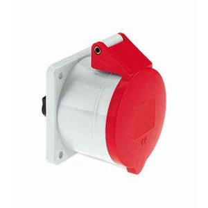 Neptune 63A 4 Pin IP44 Industrial Panel Mounting Straight Socket Outlet, 134
