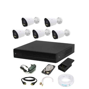 CP Plus 2.4MP 5 Pcs White & Black Camera with 8 Channel DVR Kit with Hard Disk, CP-GPC-T24PL2-S-5 Pcs