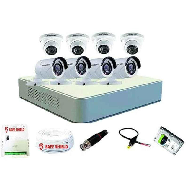 Hikvision 8 Channel Dvr With 4 Bullet & 4 Dome Cctv Camera With Speedlink Cable & Power Supply Surveillance Kit