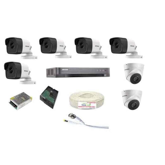Hikvision 5MP 8 Channel Full Hd Dvr & Camera Combo Kit with 5 Bullet & 2 Dome Camera