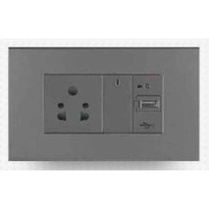 Wipro North West Artisa 6-25A 2 Module Silver Grey Power Protruded Socket, R1352P (Pack of 8)
