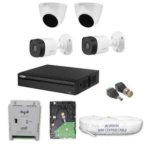 Dahua 1MP CCTV Full Set for Home/Office (2 Dome, 2 Bullet, DVR, Power Supply, BNC/DC Connector)