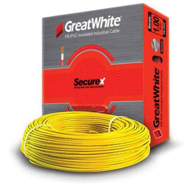 GreatWhite 2.5 Sqmm 90m Yellow Single Core FR-PVC Insulated Industrial Cable