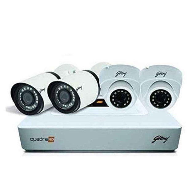 Godrej SeeThru 4 Channel Full HD White CCTV Camera Kit with 1TB Hard Disk, 4MP4CH2D2B1TBHD