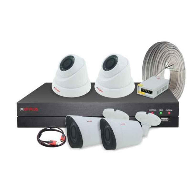 CP Plus 2.4MP 2 Pcs Dome, 2 Pcs Bullet HD Camera & 4 Channel DVR Kit without Hard Disk with All Accessories, CP-VCK-TD22G-B1