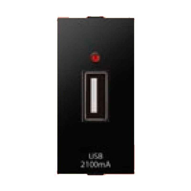 Anchor Ziva 2.1A 1 Module Black Single Port USB-A Charger, 68505B (Pack of 10)