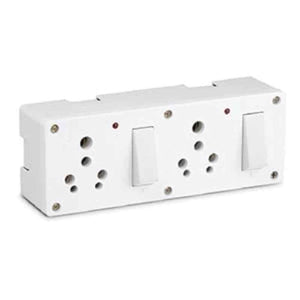 Cona Smyle D 2252 16A Polycarbonate Double Switch Socket Combined Unit with Box (Pack of 10)