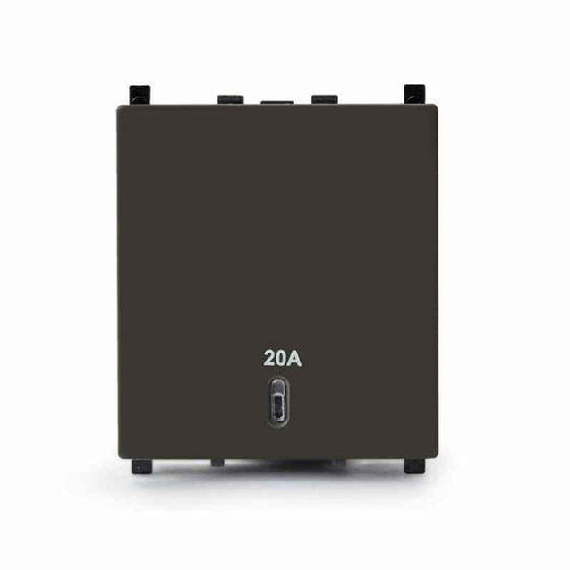 Schneider Electric Zencelo 20A Dark Grey Double Pole Full Flat Switch with Neon, IN8486/20(BZ) (Pack of 5)