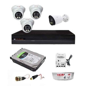 CP Plus 2.4MP 3 Pcs Dome & Bullet Camera, 4 Channel DVR with Usewell Accessories, 2.4GPC-1B3D-1TB