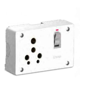 Cona Smyle 2253 25A Polycarbonate MCB Switch Socket Combined Unit with Box (Pack of 10)