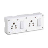Cona 2217 Super Gold 6A 8 In 1 Universal White Double Switch Socket Combined with Box (Pack of 10)