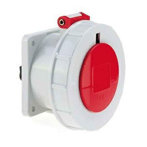 Neptune 63A 4 Pin IP67 Industrial Panel Mounting Straight Socket Outlet, 13100