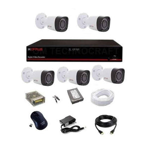 CP Plus 2.4MP 5 Pcs White & Black Bullet Camera with 8 Channel DVR & Hard Disk Kit, CP_016
