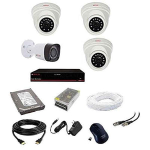 CP Plus 2.4MP 3 Dome & 1 Bullet White & Black Camera with 4 Channel DVR & Hard Disk Kit, CP_525