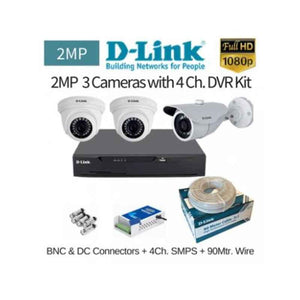 D-Link 3 Cameras 2MP with 4 Channel DVR Combo Kit