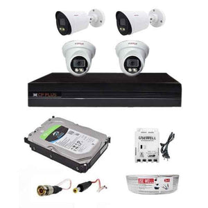 CP Plus 2.4MP 2 Pcs Dome & 2 Pcs Bullet Camera, 4 Channel DVR with Usewell Accessories, 2.4GPC-2B2D-1TB