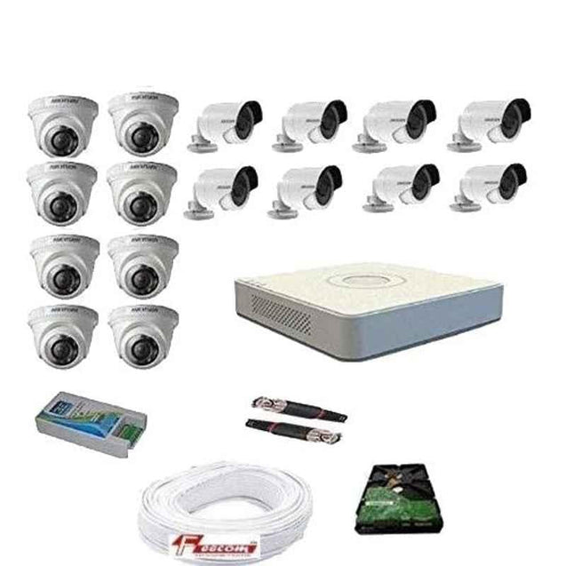 Hikvision 2MP 4 Channel Full Hd Camera Combo Kit & Hd Dvr with 2 Dome Camera