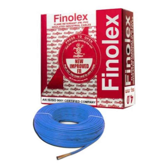 Finolex 4 Sqmm 90m Blue Single Core FR PVC Insulated Industrial Cable, 10306