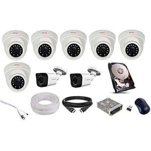 CP Plus 2.4MP 6 Dome & 2 Bullet White & Black Camera with 8 Channel DVR & 2TB HDD Kit