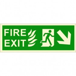 Infernocart Fire Exit Down Right Side Sign Board- Set of 5