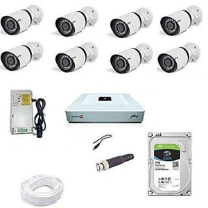 Godrej See Thru 1080P Full HD White CCTV Camera Kit with Hard Disk, GODREJ 2 MP 8 BULLET 1 TBHD