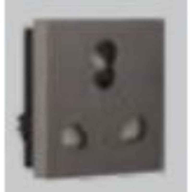 Crabtree Athena 6A 3 Pin Elephant Grey Shuttered Socket with ISI Marking, ACNKPXG063 (Pack of 10)