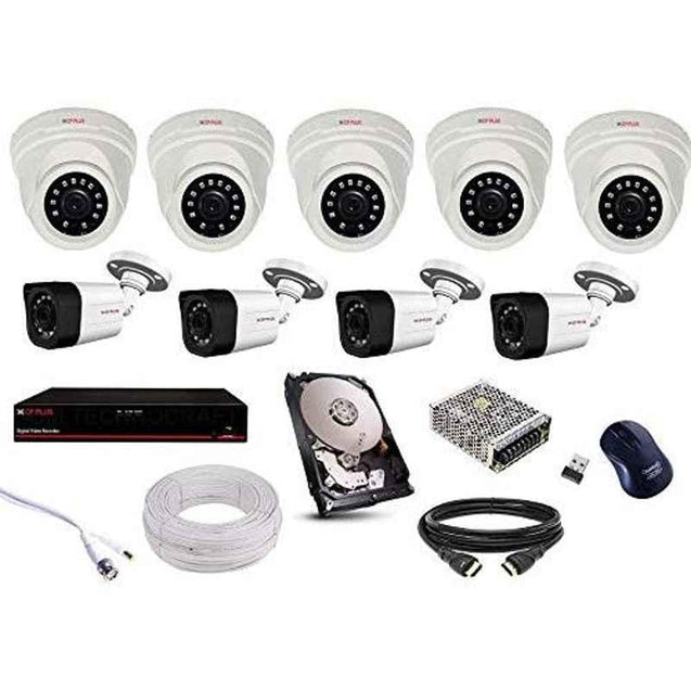 CP Plus 2.4MP 4 Bullet & 5 Dome White & Black Camera with 16 Channel DVR & HDD Kit