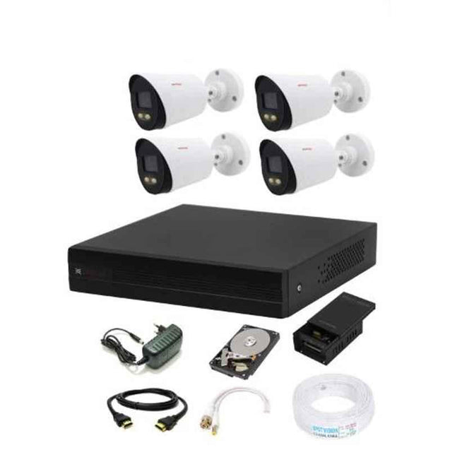 CP Plus 2.4MP 4 Pcs IR Bullet Camera & 4 Channel DVR Kit with Hard Disk with All Accessories, CP-GPC-T24PL2-S-4Pcs