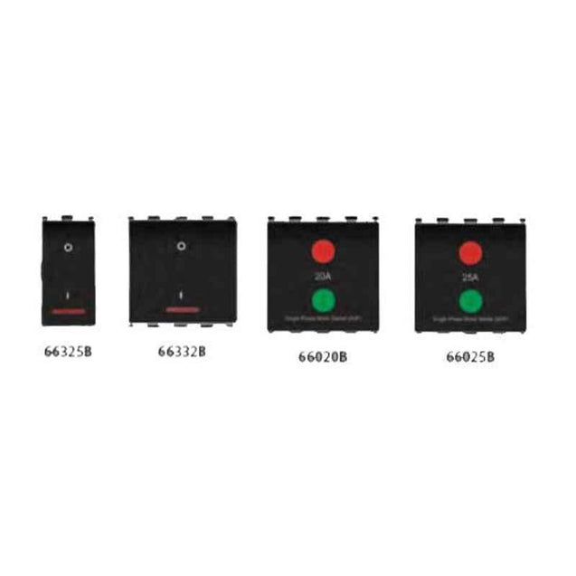 Anchor Roma 32A 2 Module 2 Pole 1 Way Black Heavy Duty Power Switch with Indicator, 66332B, (Pack of 10)