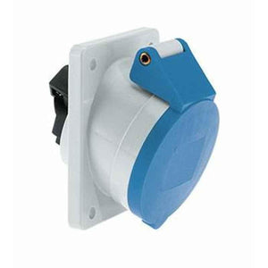 Neptune 63A 3 Pin IP44 Industrial Panel Mounting Angled Socket Outlet, 12135