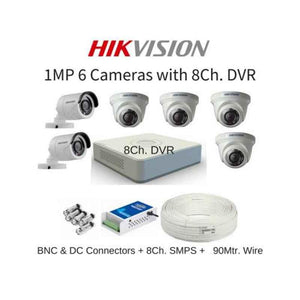 Hikvision 6 Cameras 1MP with 8 Channel DVR Combo Kit