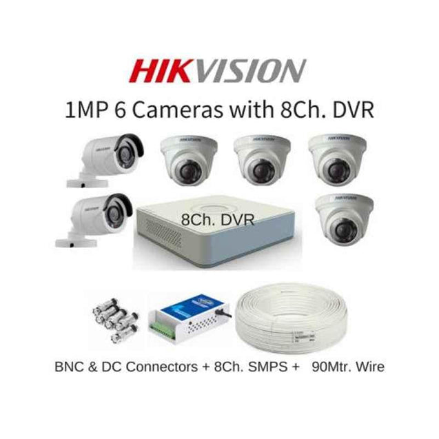 Hikvision 6 Cameras 1MP with 8 Channel DVR Combo Kit