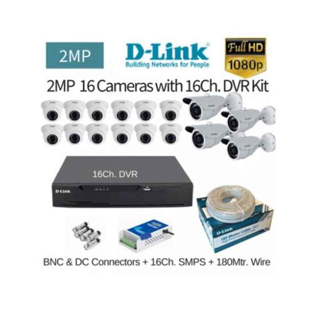 D-Link 16 Cameras 2MP with 16 Channel DVR Combo Kit