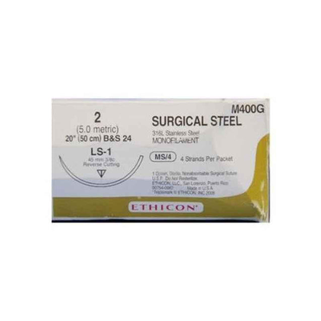 Ethicon M400G 12 Pcs 2 Silver Stainless Steel Surgical Suture Box, Size: 20 inch
