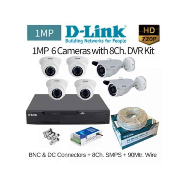D-Link 6 Cameras 1MP with 8 Channel DVR Combo Kit