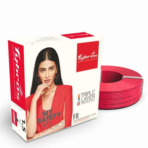 Fybros 1.5 Sqmm 180m Red Single Core FR PVC Insulated Multistrands Industrial Cable, FWC1017