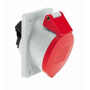 Neptune 63A 5 Pin IP44 Industrial Panel Mounting Angled Socket Outlet, 12380