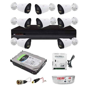 CP Plus 2.4MP 8 Pcs Bullet Camera, 8 Channel DVR with Usewell Accessories, 2.4GPC-8B-1TB