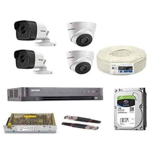 Hikvision 5MP Ultra HD 2 Pcs Dome & 2 Pcs Bullet Camera with 4 Channel DVR Kit