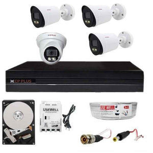 CP Plus 2.4MP Dome & 3 Pcs Bullet Camera with 4 Channel DVR & Usewell Accessories, 2.4GPC-3B1D-1TB