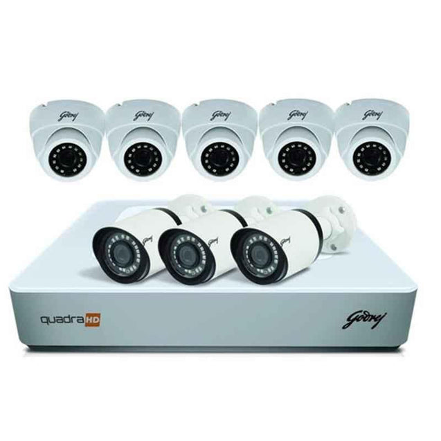 Godrej SeeThru 8 Channel 1080P Full HD White CCTV Camera Kit, SK-2MPQUADRA5D3B