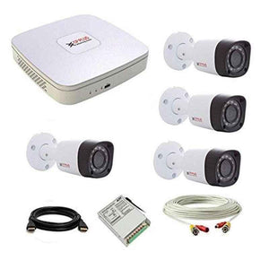 CP Plus 1MP White & Black 4 Pcs Bullet Camera & 4 Channel DVR Kit with All Accessories, CP1106